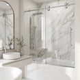 thumbnail image 2 of VIGO Elan 56 to 60 in. W x 66 in. H Sliding Frameless Tub Door in Stainless Steel with 3/8 in. (10mm) ProtecGlass, 2 of 15