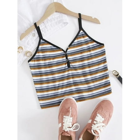 2022 Popular Style Elastic Thread Small Sling Striped Sexy Vest Top