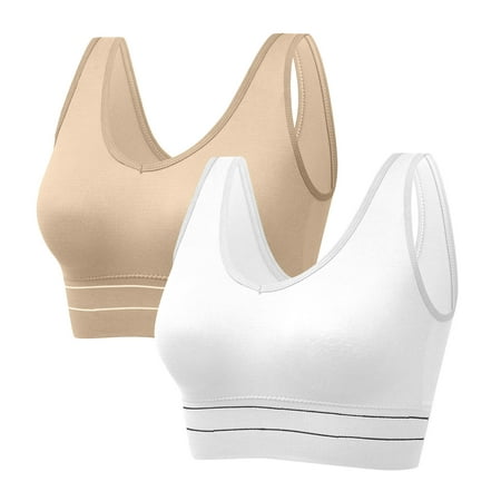 

MIASHUI Women s Solid Color Stripe Yoga Sprot Bra Exercise Fitness Underwear Crop Tops 2 Pack