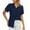 Navy, variant on Womens Short Sleeve Buttons Easter Solid Color Loose Tops Blouse