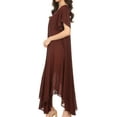 thumbnail image 4 of Sakkas Lilia Embroidered Lace Up Bodice Relaxed Fit Maxi Sun Dress - Dark Brown - One Size Regular, 4 of 5