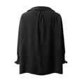 thumbnail image 4 of Womens 3/4 Length Sleeve Blouses Dressy Casual V-Neck Solid Business Shirts with Smocked Office Work Fashion Tunic Tops, 4 of 5