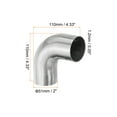 thumbnail image 2 of Uxcell 2 Inch OD 304 Stainless Steel Butt, 90 Degree Elbow Pipe Fitting Bend Welding for Stair Handrail, 2 of 7