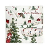 Stupell Industries Christmas Town Ice Skating Holiday Painting Unframed Art Print Wall Art, 12 x 12