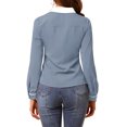 thumbnail image 3 of INSPIRE CHIC Women's Button Down Shirt Long Sleeve Work Peter Pan Collar Blouse Tops XL Blue-Grey, 3 of 7