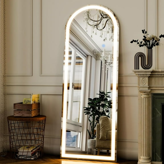 Osmanthus Arched LED Full Length Mirror - 65"x26" Full Body Standing Mirrors with Light for Bedroom/Cloakroom -Dimmable & 3 Color Lighting/Wall Mounted