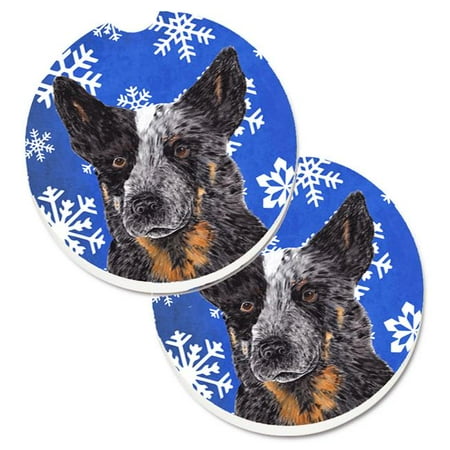 

Australian Cattle Dog Winter Snowflakes Holiday Set of 2 Cup Holder Car Coaster