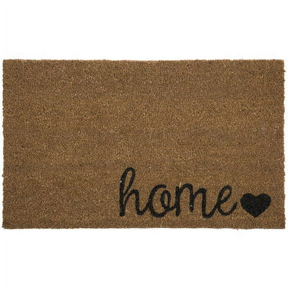 Home with Heart Doormat - Coir Mat Size 30" x 18" Black Lettering