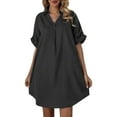 thumbnail image 5 of adviicd Robes pour Femmes Robe d'Été à Manches Courtes Col Rond Rayée Basique Unie pour Bureau BU1,XXXXL, 5 of 5