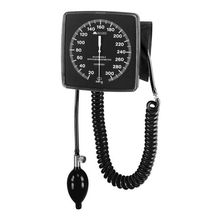 Tycos Wall Aneroid MABIS Legacy Professional Clock Aneroid Sphygmomanometer Blood Pressure Gauge with Adult Cuff, Wall Mounted, Black ()