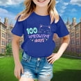 thumbnail image 2 of Rhuody Hauts Fille T-Shirt à Manches Courtes T-Shirt à Lettres Coupe Ample Rentrée des Classes Col Rond Haut Mignon Bleu 1-2 Ans, 2 of 3