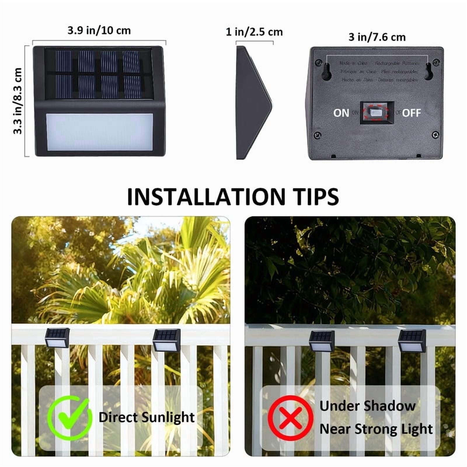 YULINKCO Solar LED Wall Light, Waterproof Outdoor Solar Pathway Light, Automatic On/Off, Energy-efficient Garden Light for Yard, Pathway, Fence, and Wall Mount