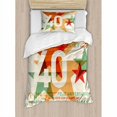 thumbnail image 3 of 40th Birthday Decorations King Size Duvet Cover Set, Happy Birthday From All Over the World Different Languages Retro, Decorative 3 Piece Bedding Set with 2 Pillow Shams, Multicolor, by Ambesonne, 3 of 3