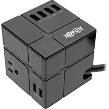 UPC: 0037332238528 | Tripp Lite Surge Protector Power Cube 3-Outlet 6 USB-A 7.2A 6ft Cord Black