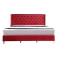 thumbnail image 2 of Julie Cherry Tufted Upholstered Low Profile King Panel Bed, 2 of 5