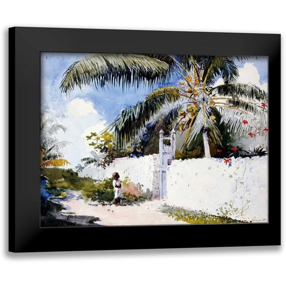 Homer, Winslow 14x12 Black Modern Framed Museum Art Print Titled - A Garden in Nassau