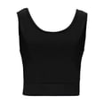 thumbnail image 4 of Womens Crop Tank Tops for Gym Workout Sleeveless Tee Shirt U Neck Sports Base Tshirts Quick Dry Athletic Wear (XL, Black), 4 of 8