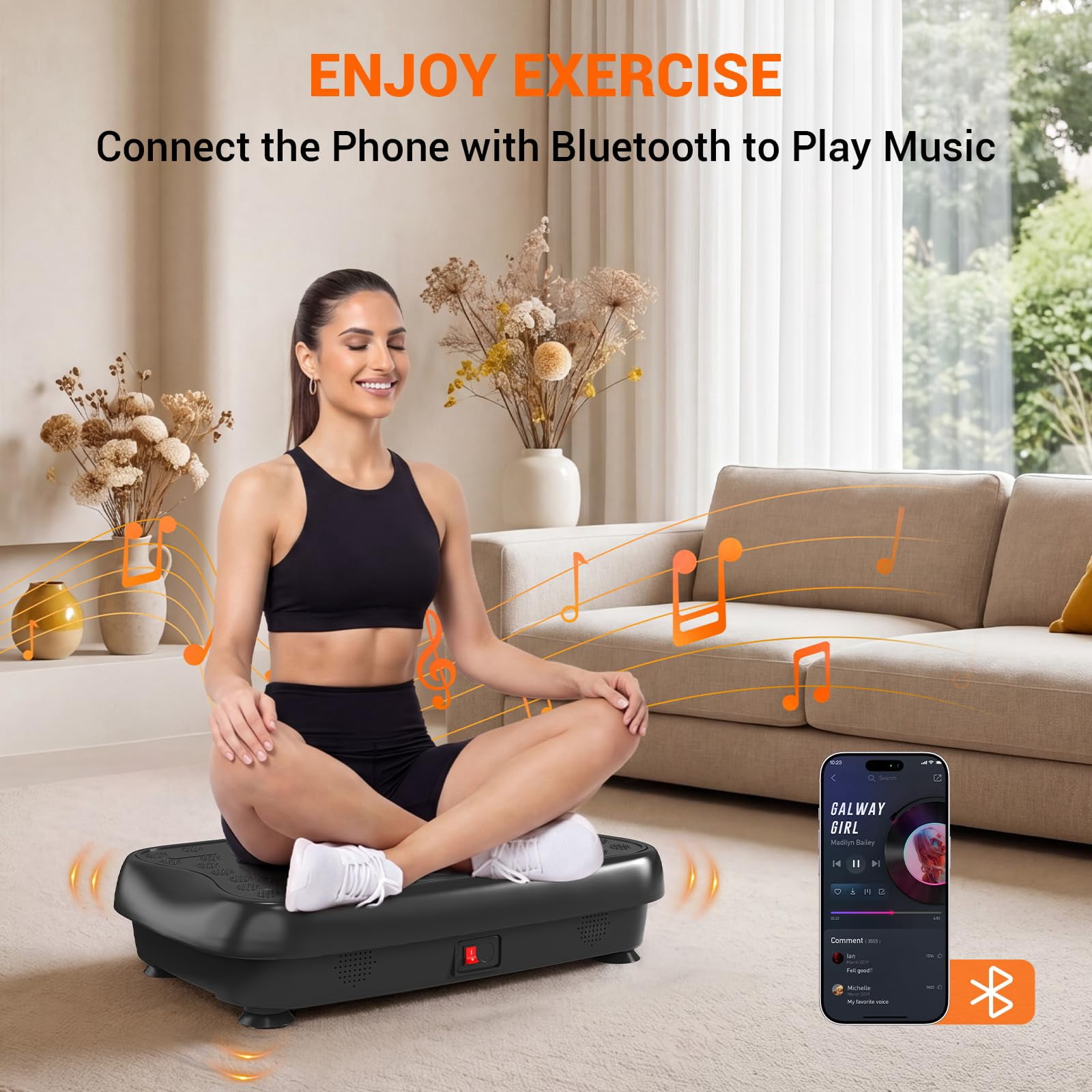 RIORUN Vibration Plate Exercise Machine with 300 Speeds and 150w, 460 lbs,Black