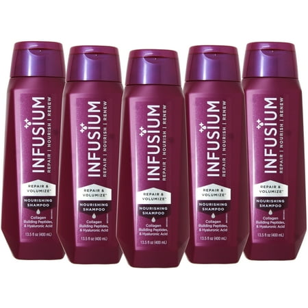 (5 pack) INFUSIUM Shampoo Repair & Volumize Repair/Nourish/ Renew Shampoo Collagen Building Peptides & Hyaluronic Acid for Dry & Damaged Hair 13.5 FL OZ