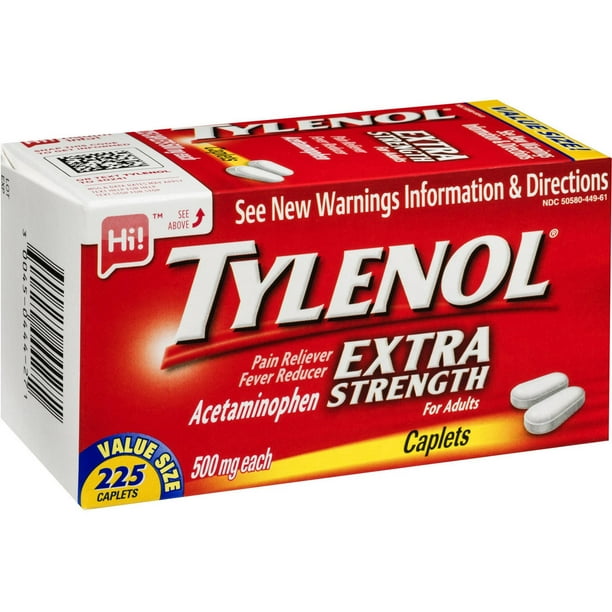 Tylenol Extra Strength Caplets, 225 CT (Pack of 3) - Walmart.com ...