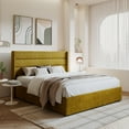 thumbnail image 4 of Amolife Full Size Upholstered Lift up Storage Platform Bed Frame with Fabric Panel Wingback Headboard, Olive Yellow, 4 of 13