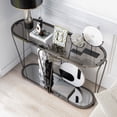 thumbnail image 6 of Furniture of America Ollis 1-Shelf Glass Top and Metal Black Nickel Sofa Table, 6 of 7