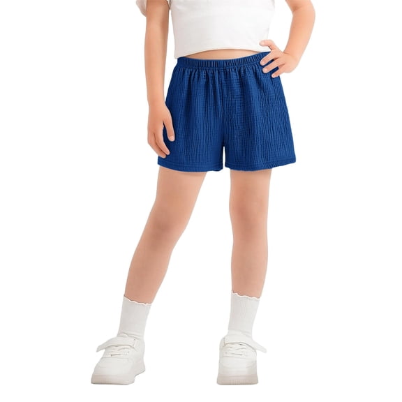 YunPes Toddler Girls Cotton Linen Shorts Quick Dry Elastic Waist Short Pants Kids Boys Soccer Basketball Gym Pull on Sport Shorts