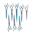 thumbnail image 5 of Dog Grooming Shears Opalescent Rainbow Straight Curved Thinning or Set of 3 or 5 (Set of 5 Shears), 5 of 10
