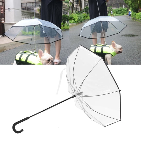 Dog Umbrella, Dog Rain Hat Head Umbrella Doggie Rain Snow Day Walking Umbralla Assemble Type Dog Cat Clear Umbrella with Pulling Leash Chain for Small,Medium, Large Dogs