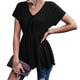 thumbnail image 1 of Moda mujer verano manga corta cuello en V vendaje Color sólido Casual blusa Tops Fridja  bn6404, 1 of 6
