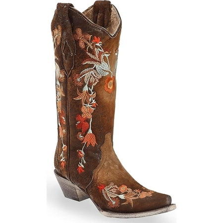 Corral - CORRAL Women's Chocolate Lamb Floral Embroidery Snip Toe ...