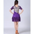 thumbnail image 5 of Whitewed Fringe Beaded Modest Latin Ballroom Dance Recital Dress Purple, 5 of 5