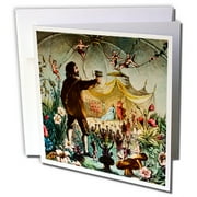 3dRose Vintage Isle of Man Legends Fairy Feast Gaelic Magic Lantern Slide - Greeting Cards, 6 by 6-inches, set of 12