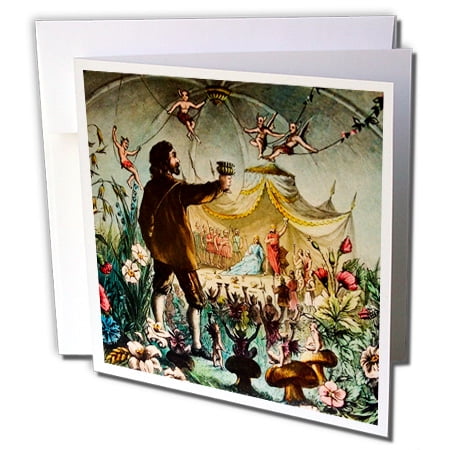 3dRose Vintage Isle of Man Legends Fairy Feast Gaelic Magic Lantern Slide - Greeting Cards, 6 by 6-inches, set of 12