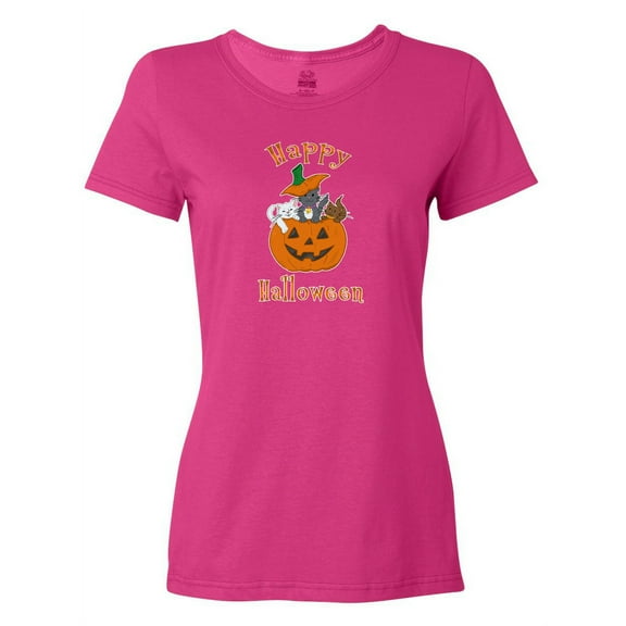Inktastic Happy Halloween Kittens in Pumpkin Women's T-Shirt