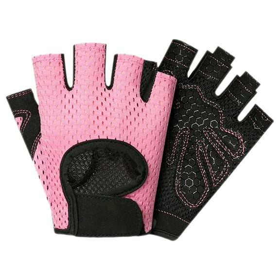 Ecotechnology Workout Gloves, Furenl Workout Gloves Gloves for Weight Lifting Cycling Gym Training Powerlifting Hanging Breathable & Fingerless for Men & Women, A Pair of Pink Gym Gloves