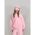 thumbnail image 3 of Women's Solid Color Hooded Two-Piece Set - Loose Fit Long Sleeve British Style Casual Hoodie & Pants Comfortable Lounge Wear for Fall/Winter, 3 of 10