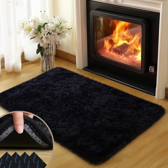 Sxpopstore Mugorn Black Rugs for Bedroom, 2x3 Feet Fluffy Area Rugs Black