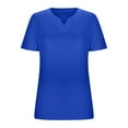 thumbnail image 4 of Htigea Womens Plus Size V Neck T Shirts Summer Short Sleeve Tops T-Shirts Tunic Casual Loose Fit Soft Basic Tees Today Sales Blue,XXXXXL, 4 of 6