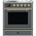 thumbnail image 2 of ILVE Majestic II 30" NG Glass Door Modern Metal Range in Blue Gray/Brass, 2 of 3