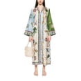 thumbnail image 4 of Women Printed Shirt Dress Long Sleeve Loose Fit Button Down Vacation Casual Midi Dress, 4 of 4
