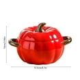 thumbnail image 3 of TOOPTY Pink Ceramic Pumpkin Baking Dish, Pumpkin Dutch Oven with Lid for Holiday Serving and Kitchen Decoration, 3 of 7