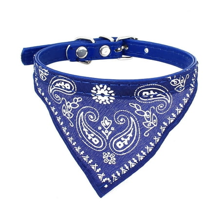 Unique Bargains Blue Faux Leather Adjustable Pet Dog Puppy Cat Scarf Bandana Neck Collar Neckerchief