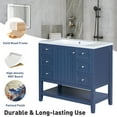 thumbnail image 6 of EUROCO 36" Bathroom Vanity with Sink Combo,Modern Freestanding Bathroom Storage Cabinet with 3 Drawer and Open Shelf, Solid Wood Frame,Blue, 6 of 9