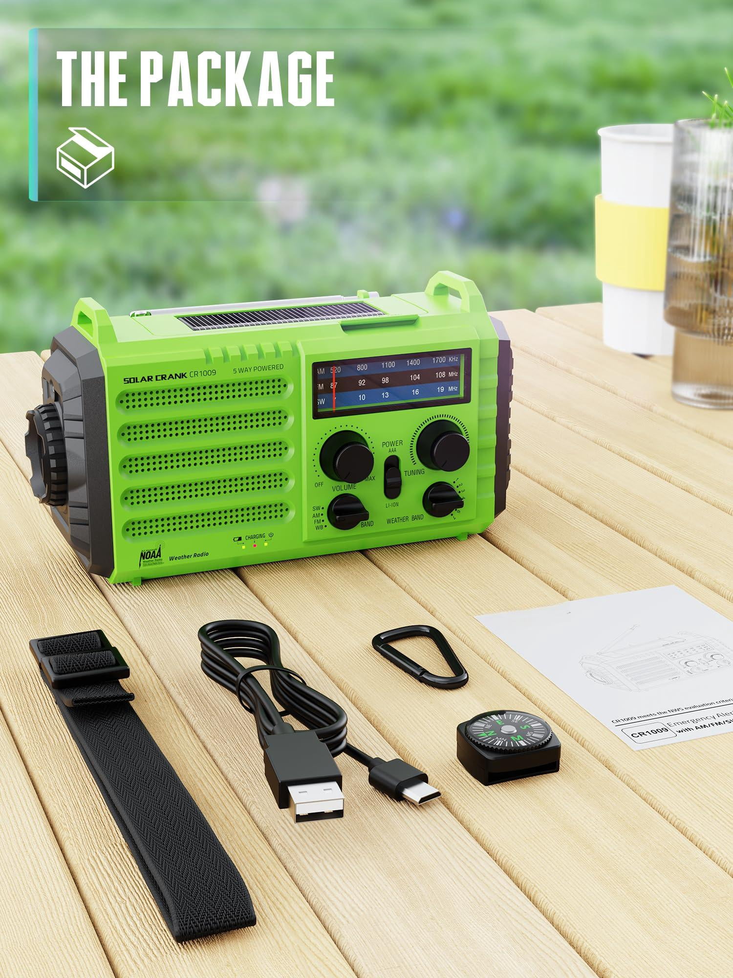 Emergency Radio With Noaa Weather Alert - Solar Hand Crank Portable Am/fm Shortwave  Rechargeable 5000mah Usb Flashlight Sos Alarm For Home Outdoor Hurricane