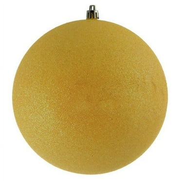 6 in. Yellow Glitter Finish Ball Ornament with Drilled Cap - 4 per Bag