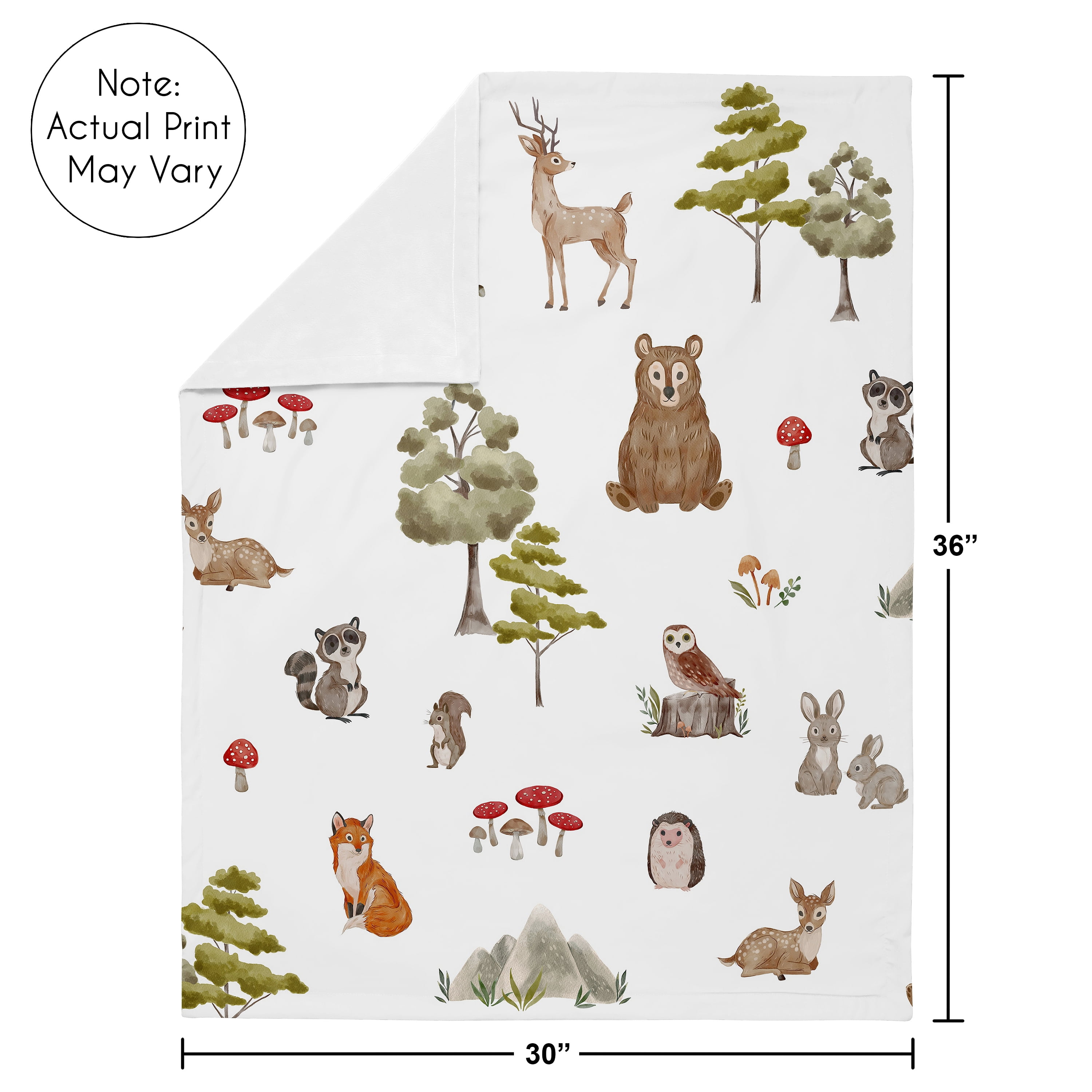 Sweet Jojo Designs Watercolor Woodland Forest Animals Boy Girl Gender Neutral Unisex Baby Receiving Security Blanket