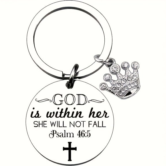 36pcs Crown Keychains with “God Is Within Her” Engraving, Elegant Religious Gifts with Thank You Tags & Organza Bags, Inspirational Key Rings for Women and Men, Perfect for Church Events, Graduation