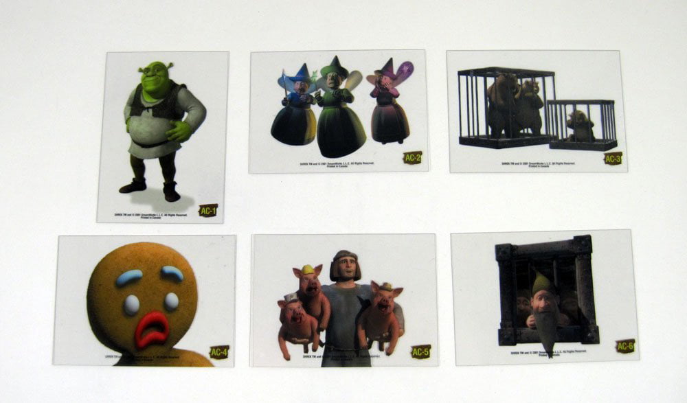 6 2001 Dart Flipcards Shrek Stand Up Character Chase Card Set Nm//Mt