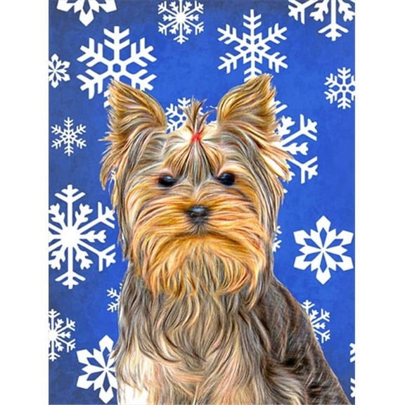 Winter Snowflakes Holiday Yorkie & Yorkshire Terrier Flag Garden Size
